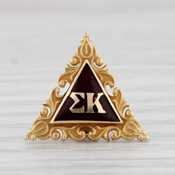 Sigma Kappa Pin 14k Gold Enamel Vintage Greek Sorority Badge 1927