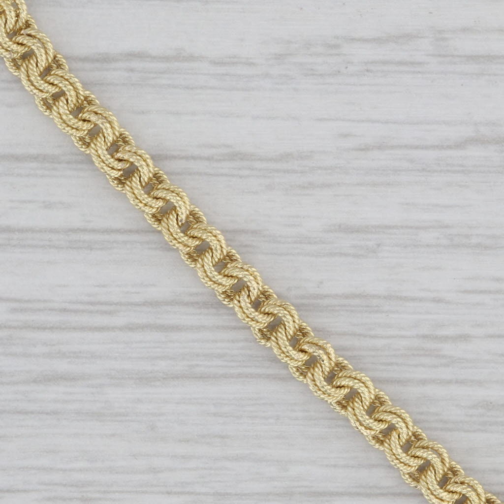 Gray Double Link Cable Chain Bracelet 18k Yellow Gold Heart Clasp 7.25" 3mm