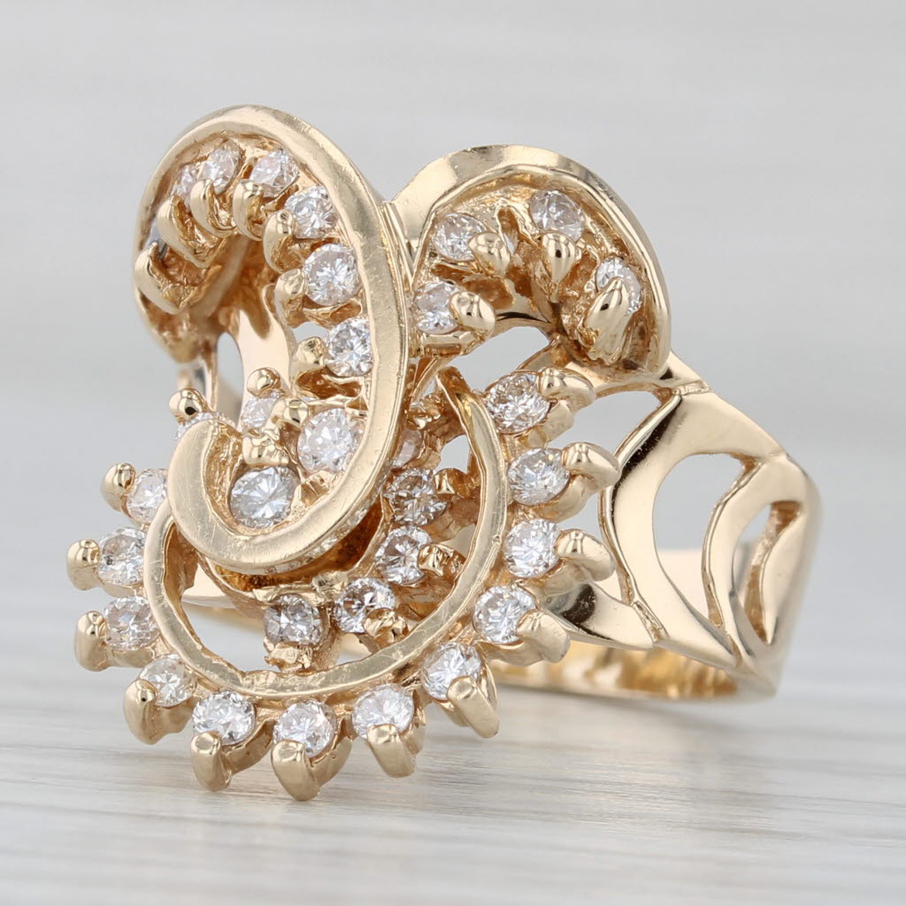 Gray 0.61ctw Rolling Spinning Diamond Swirl Ring 14k Yellow Gold Size 6.25