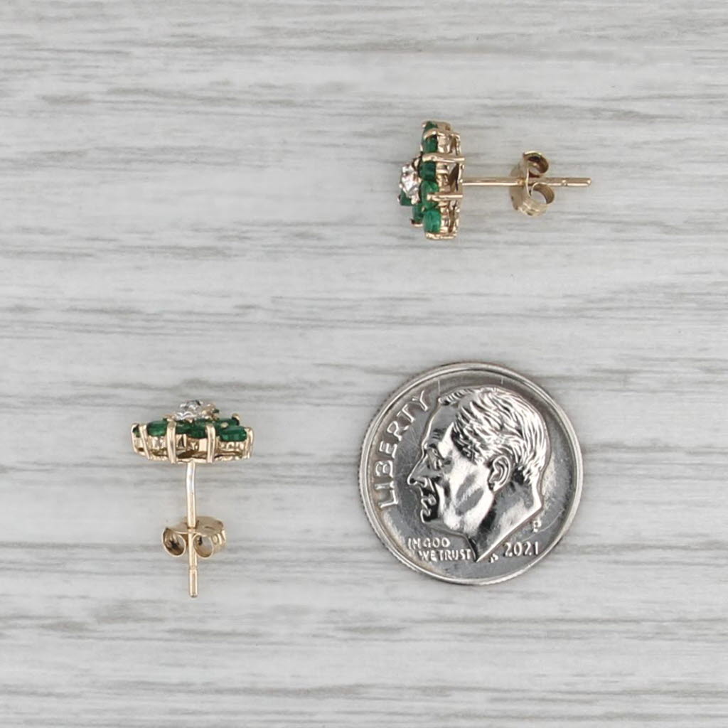 0.60ctw Emerald Diamond Stud Earrings 14k Yellow Gold Studs