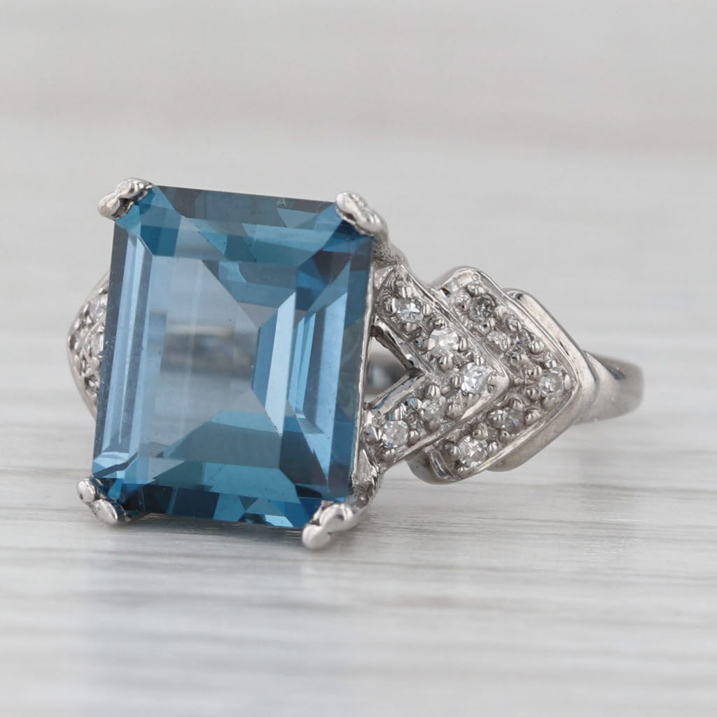 Gray 5.08ctw London Blue Topaz Diamond Ring 14k White Gold Size 6.25