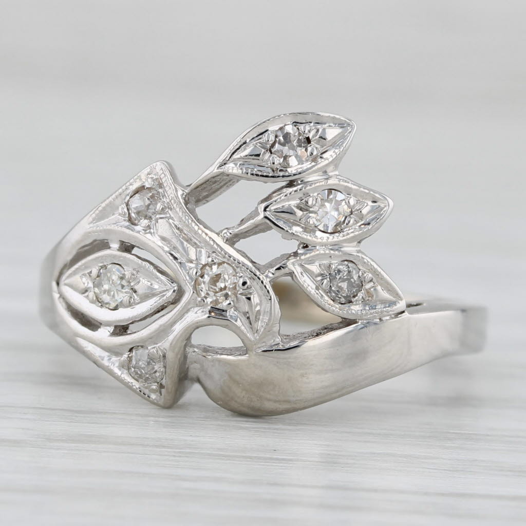 Light Gray Vintage 0.15ctw Diamond Ring 14k White Gold Size 7