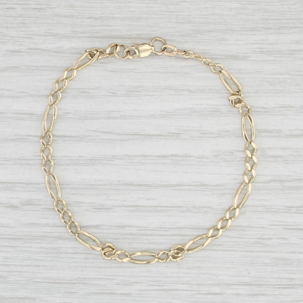 Figaro Chain Bracelet 14k Yellow Gold 7.75" 3.4mm