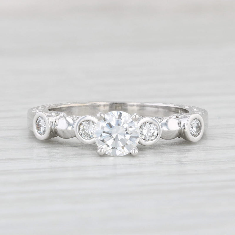 Light Gray 0.82ctw Round VS2 Diamond Engagement Ring 14k White Gold Size 6.5