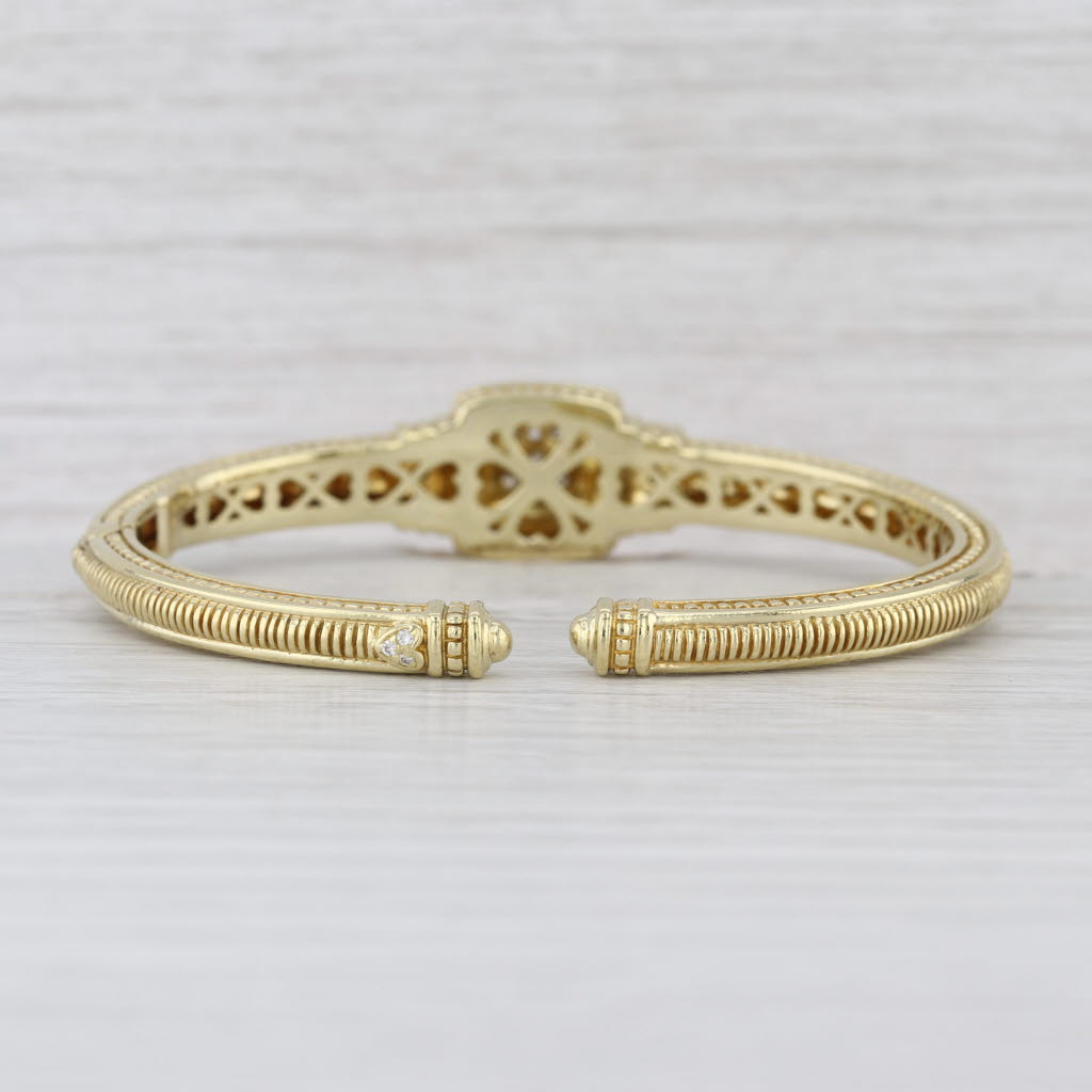 Judith Ripka 0.25ctw Pave Diamond Cuff Bracelet 18k Yellow Gold 6" Hinged