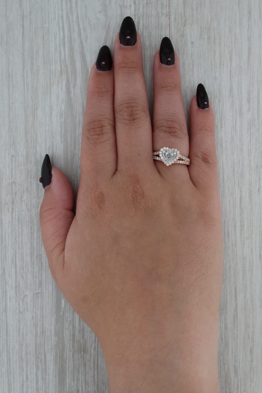 1.08ctw Diamond Heart Halo Engagement Ring 14k Rose Gold Size 7