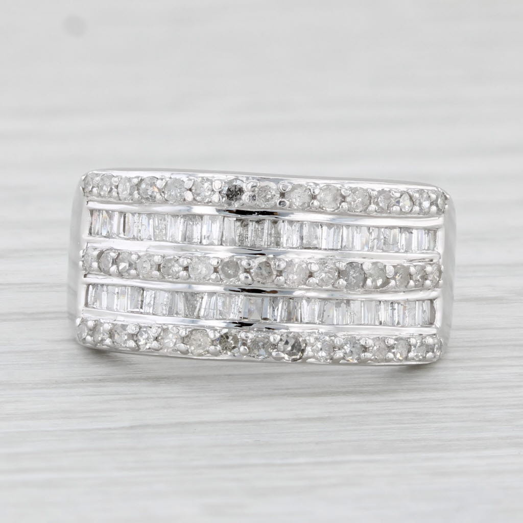 Light Gray 0.90ctw Diamond Ring 10k White Gold Size 7 Stacking Design