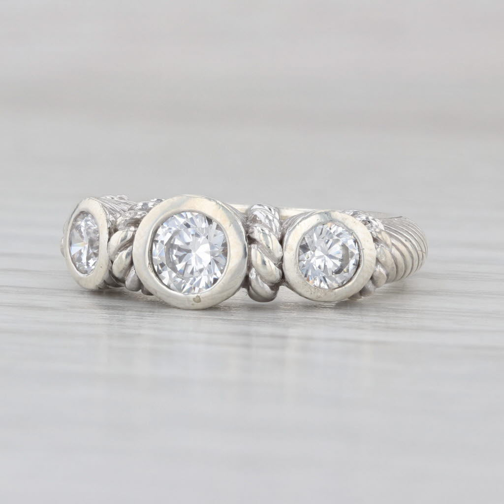Judith Ripka Cubic Zirconia 3-Stone Ring Sterling Silver Size 5