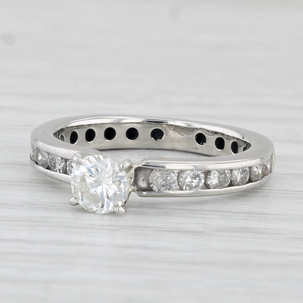 0.92ctw Diamond Engagement Ring Platinum Size 5.25 Round Solitaire w/ Accents