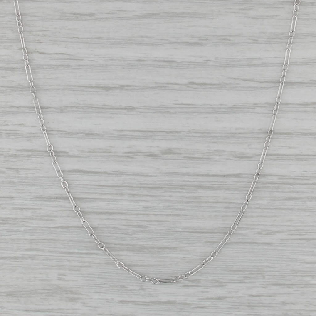 Figaro Cable Chain Necklace 14k White Gold 15" 1.6mm
