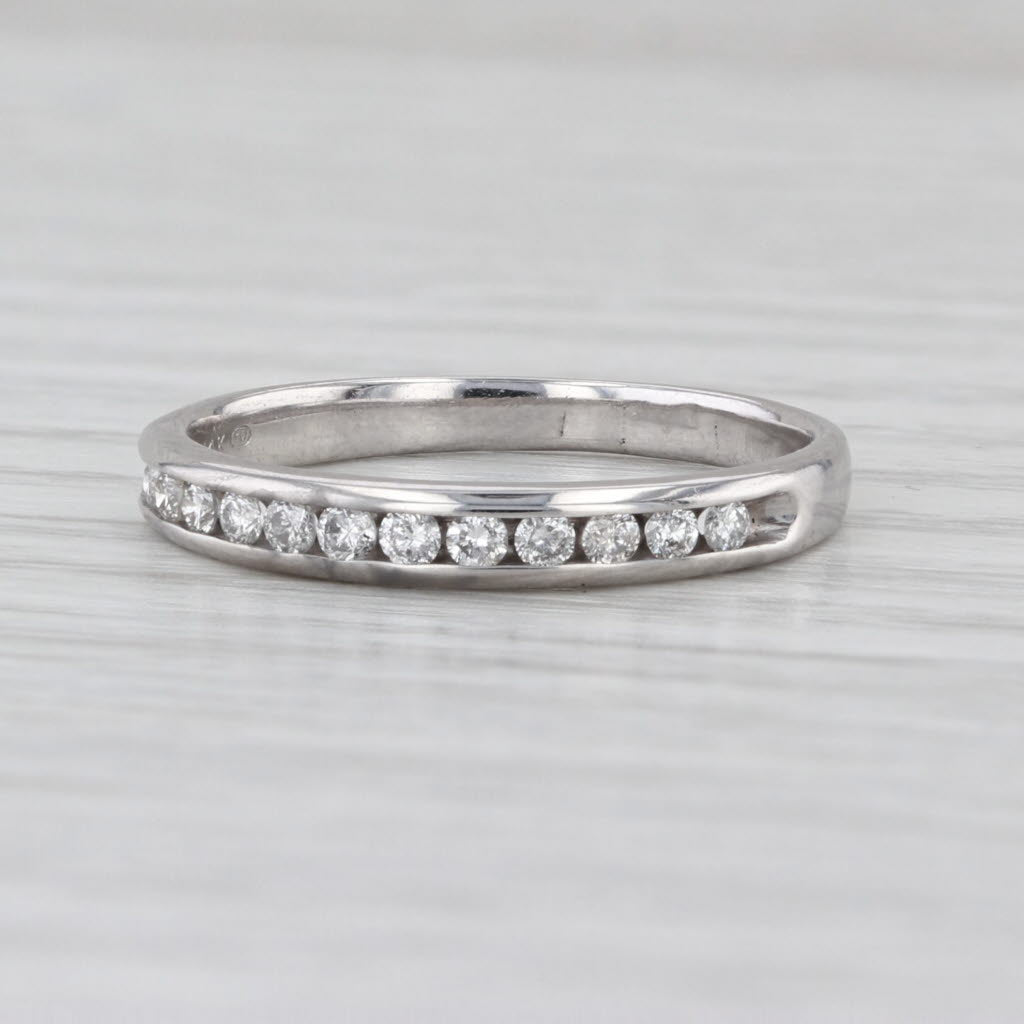 0.24ctw Channel Set Diamond Wedding Band 14k White Gold Size 7.5 Stackable Ring