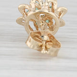 0.25ctw Green Emerald Diamond Flower Stud Earrings 14k Yellow Gold