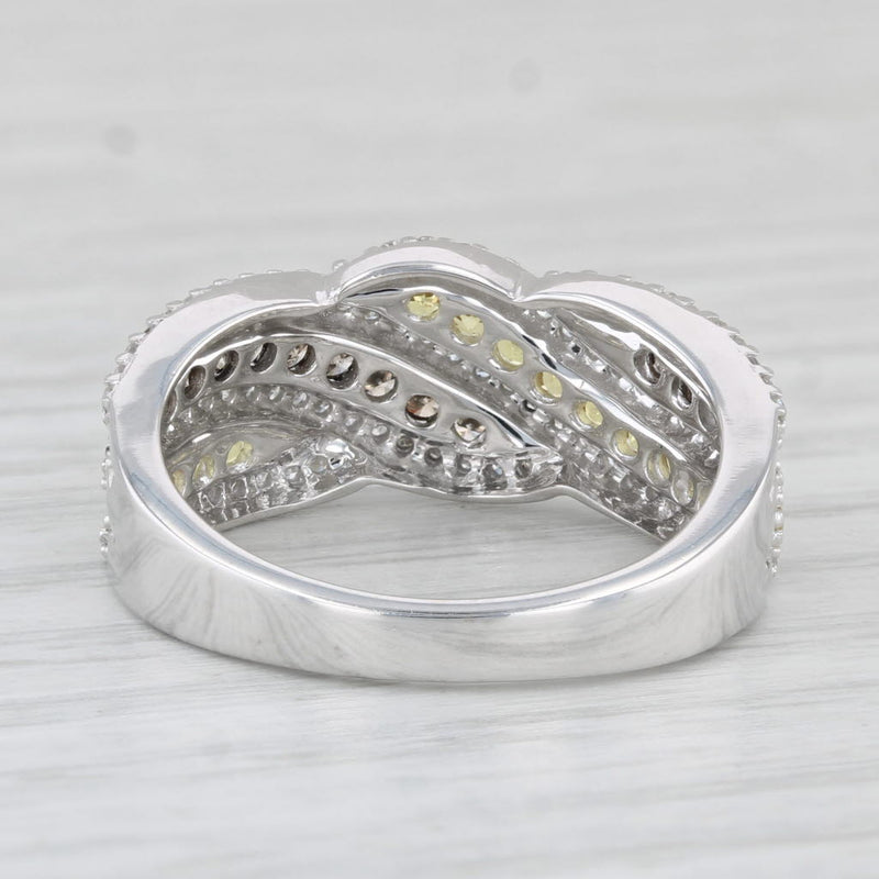 0.80ctw White Brown Diamond Yellow Sapphire Ring 14k Yellow Gold Size 7.25