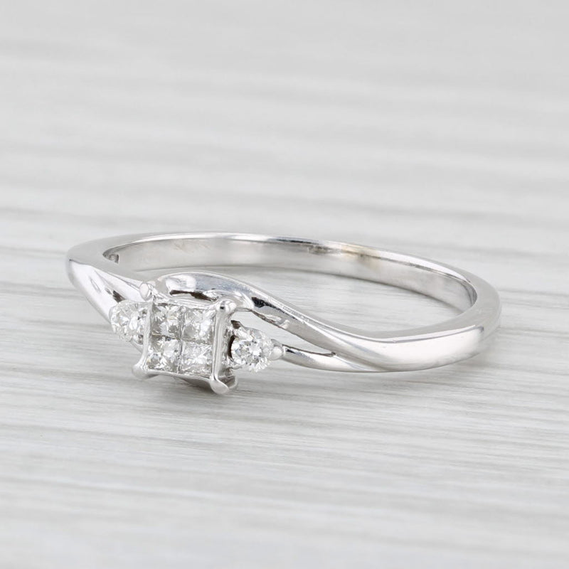 0.16ctw Princess Diamond Engagement Ring 10k White Gold Size 5.75