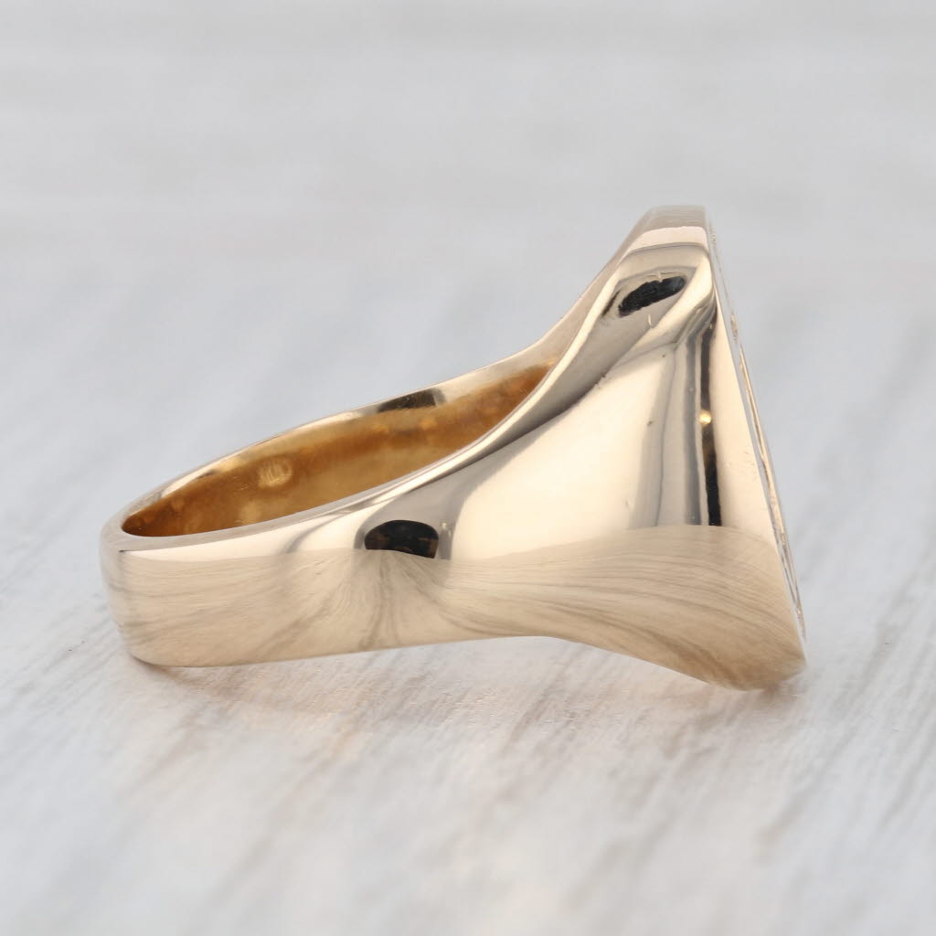 Vintage Church & Co Latin Coat of Arms Signet Ring 14k Yellow Gold Size 13