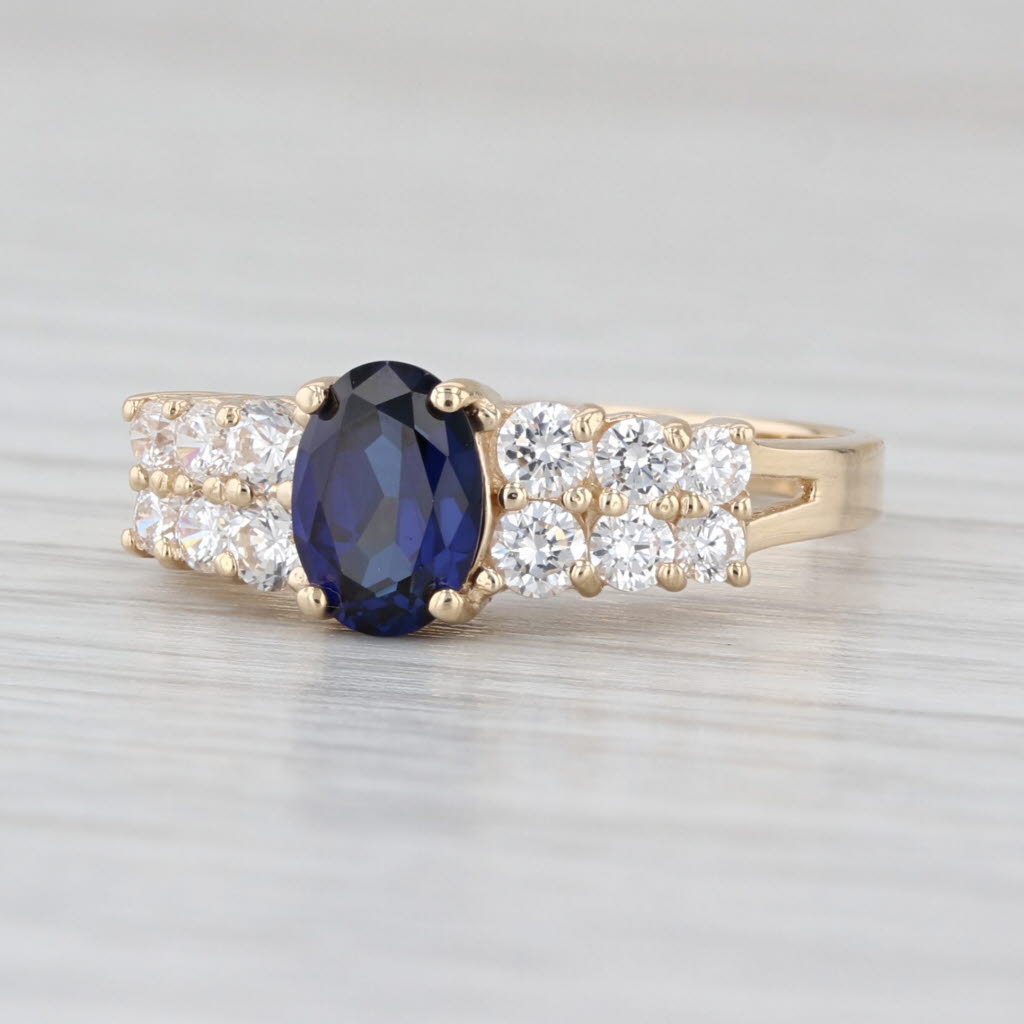 1.40ctw Lab Created Sapphire Cubic Zirconia Ring 14k Yellow Gold Size 6