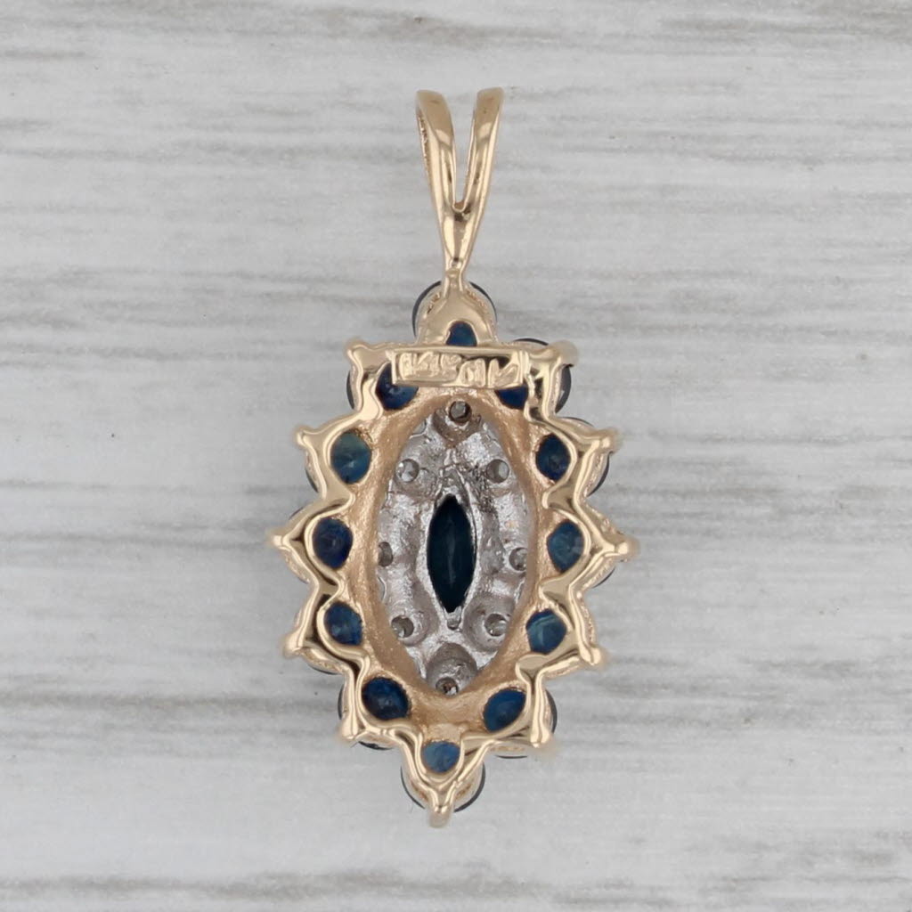 Gray 1.23ctw Blue Sapphire Diamond Pendant 14k Yellow Gold