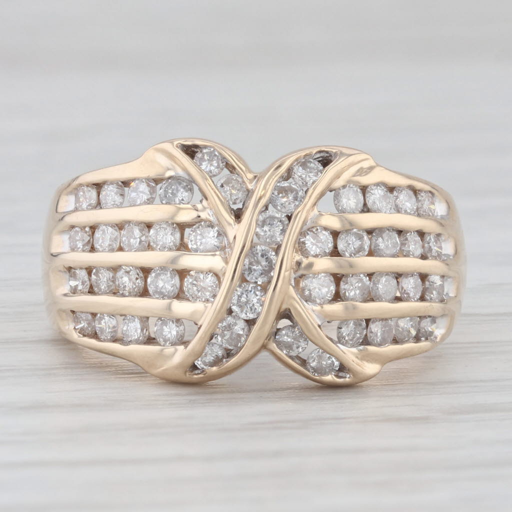 Light Gray 1ctw Diamond Knot Ring 10k Yellow Gold Size 7