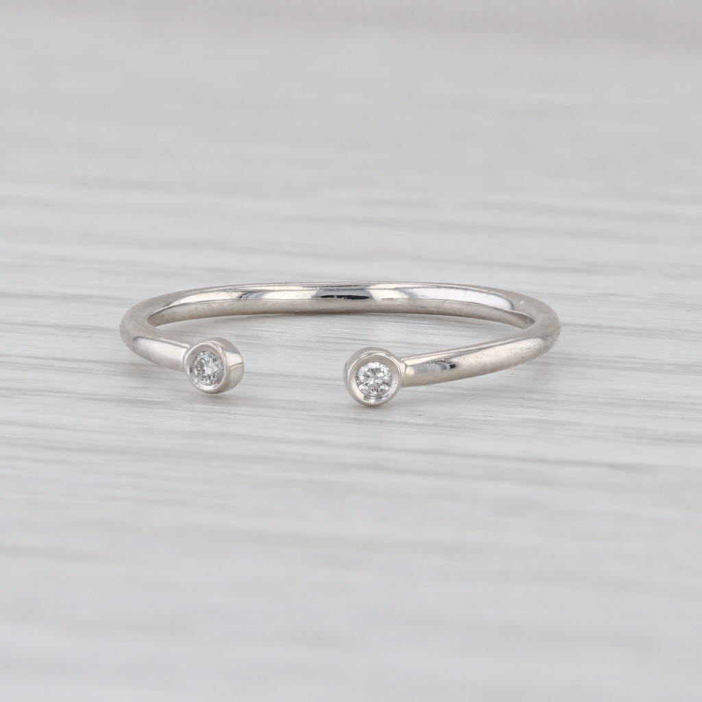 Diamond Open Top Ring 14k White Gold Size 5.5 Adjustable Size Stackable Band