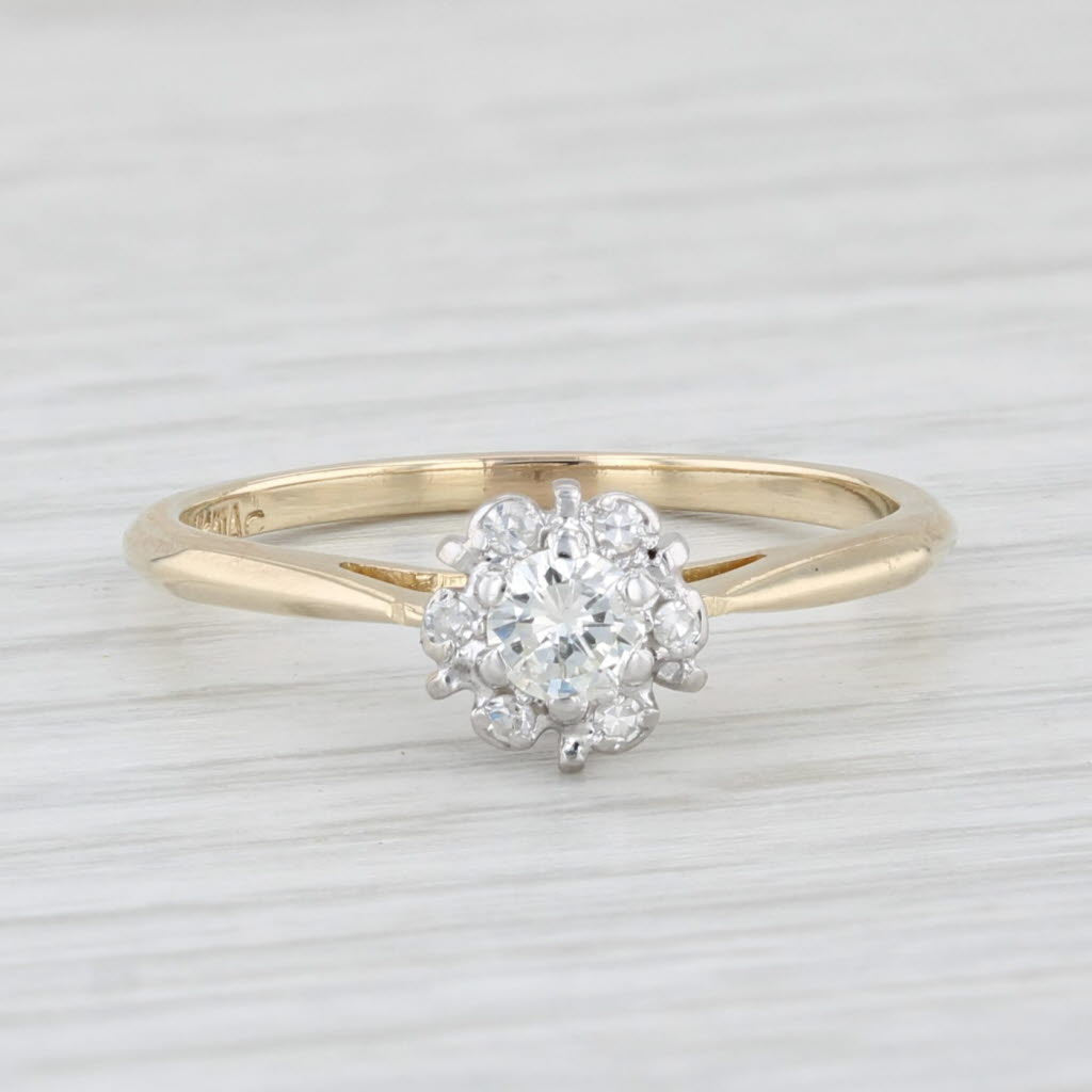 Light Gray Vintage 0.23ctw Round Diamond Engagement Ring 14k Yellow Gold Size 7.25