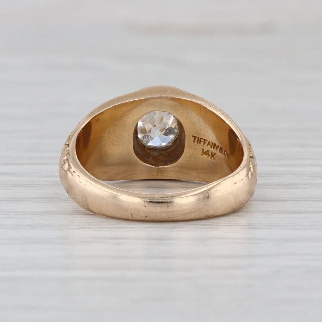 1935 Vintage Tiffany US Navel Academy Ring w/ Box 0.85ct Diamond USNA Size 7.5