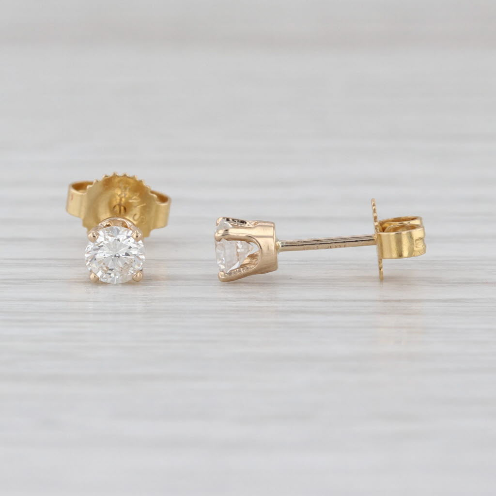 0.44ctw Diamond Stud Earrings 14k Yellow Gold Round Solitaire Studs