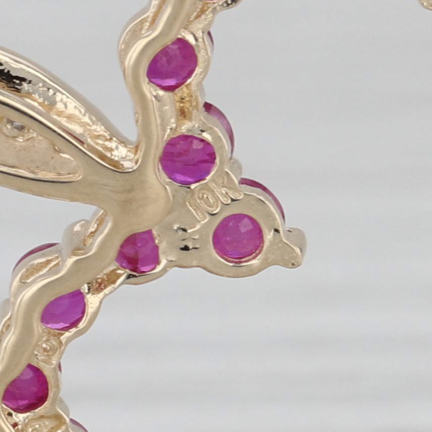 1.65ctw Ruby Diamond Open Heart Pendant 14k Yellow Gold