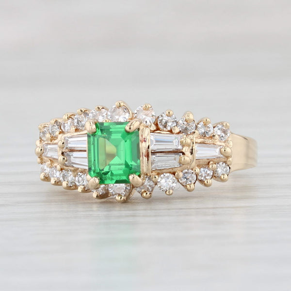 Light Gray 1.45ctw Green Tsavorite Garnet Diamond Ring 14k Yellow Gold Size 7