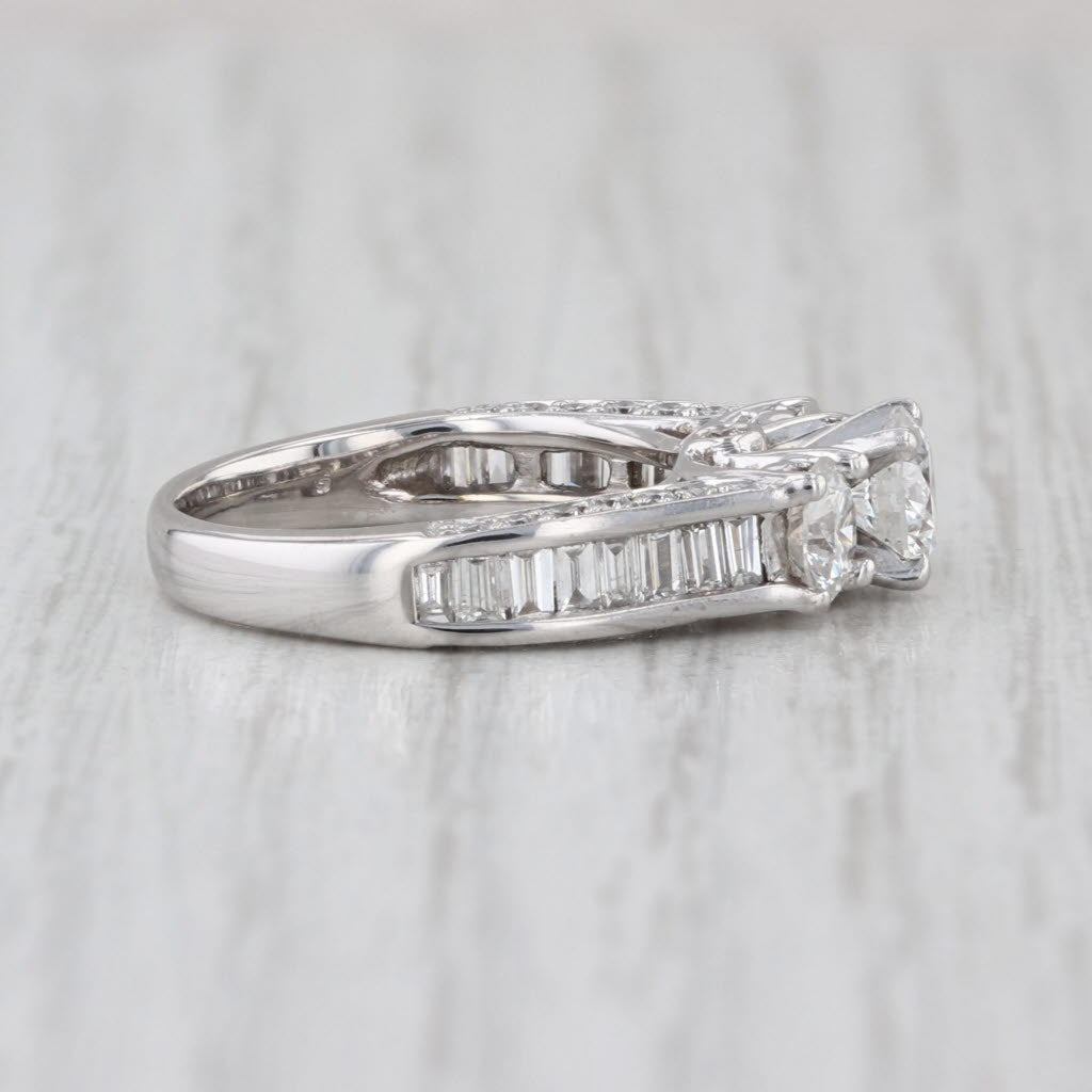 2.36ctw Round Brilliant 3-Stone Engagement 14k White Gold Size 5