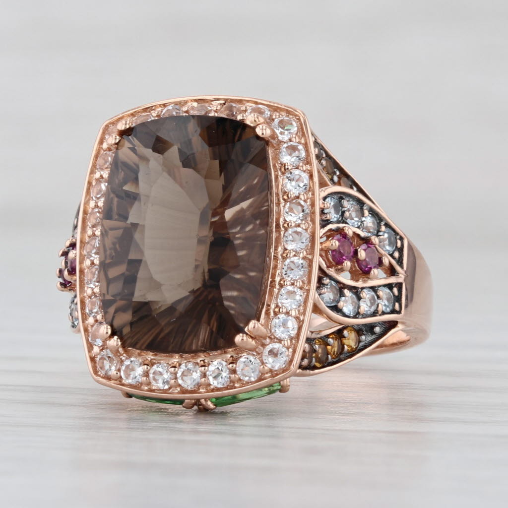 Le Vian 8.37ctw Smoky Quartz Topaz Citrine Tsavorite Garnet Ring 14k Rose Gold
