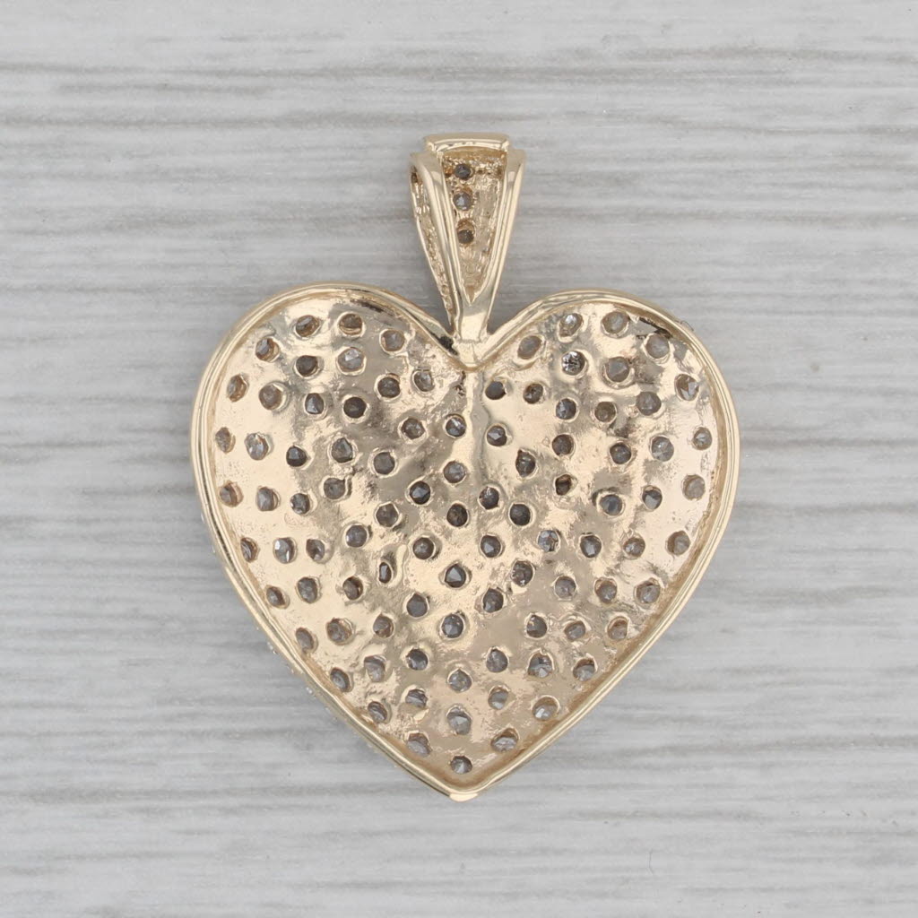 Gray 0.50ctw Pave Diamond Heart Pendant10k Yellow Gold