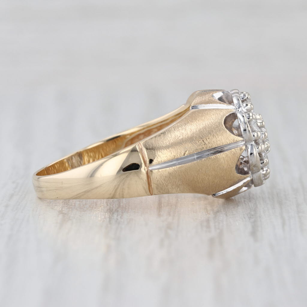 0.91ctw Diamond Cluster Belcher Setting Ring 14k Gold Vintage Size 12