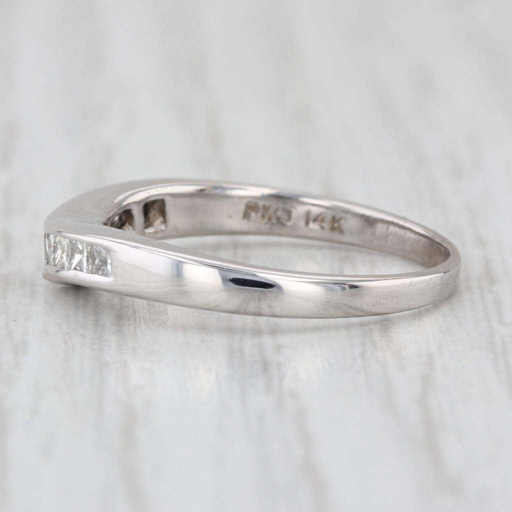 0.42ctw Diamond Contoured Wedding Band 14k White Gold Stackable Anniversary