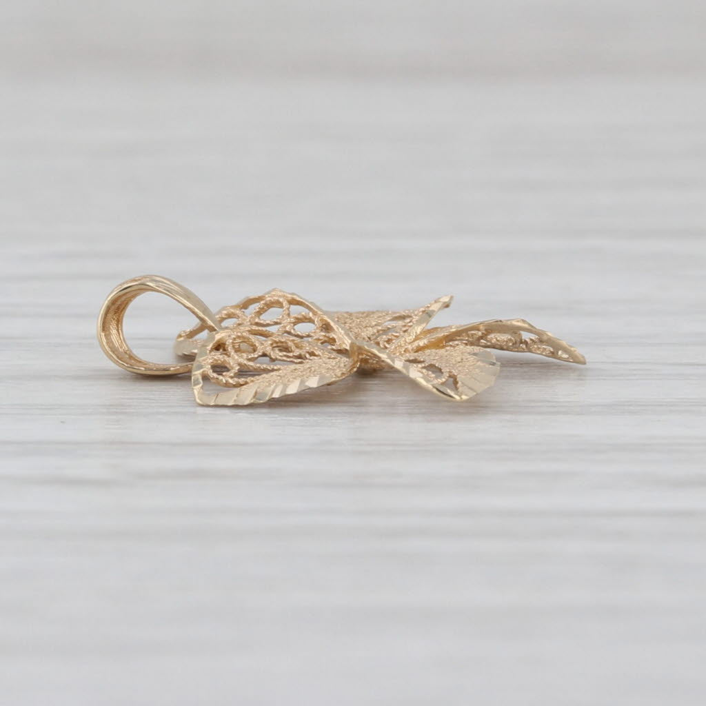 Filigree Flower Pendant 18k Yellow Gold Floral Drop