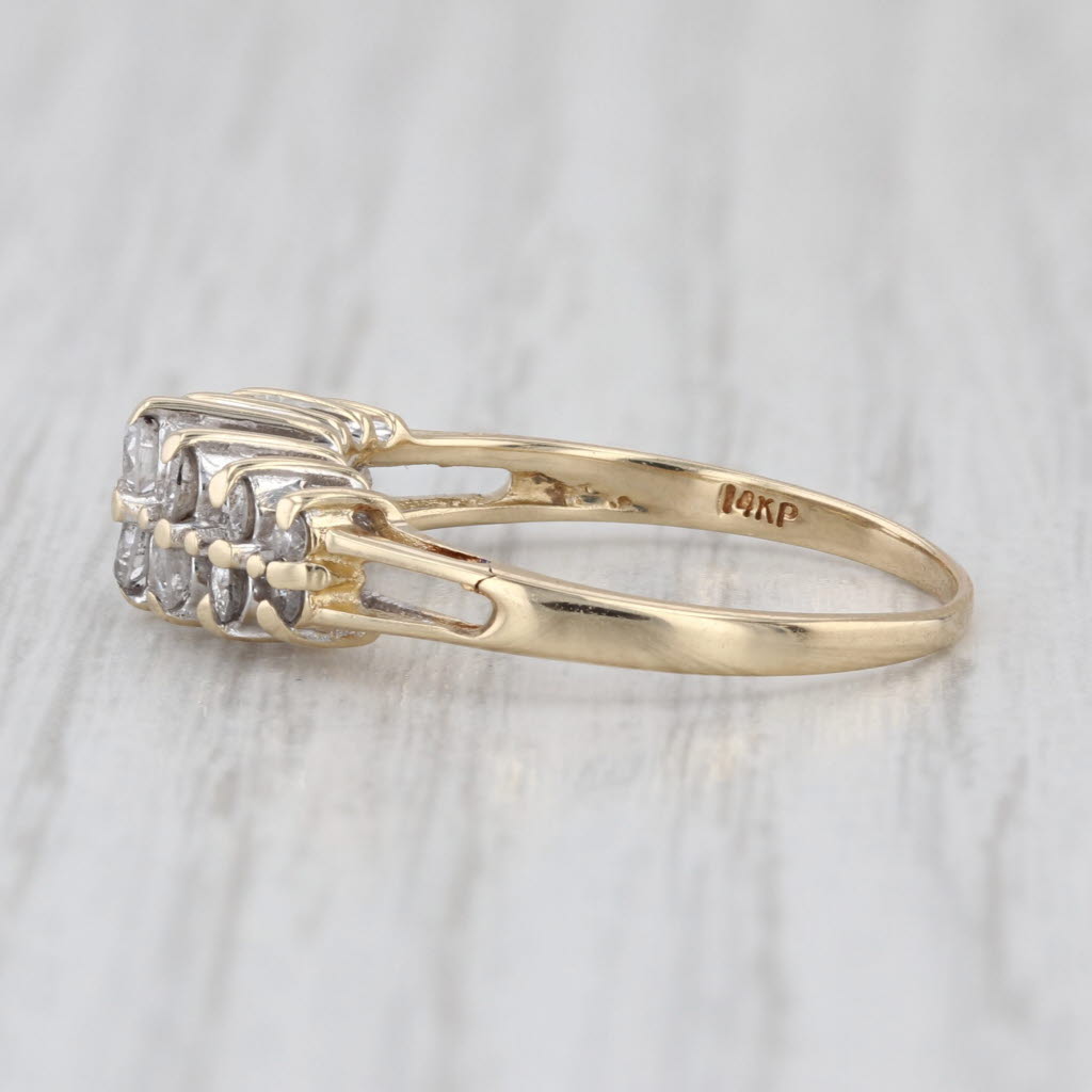 0.45ctw Diamond Pyramid Rooftop Ring 14k Yellow Gold Stackable Wedding Band Size 7