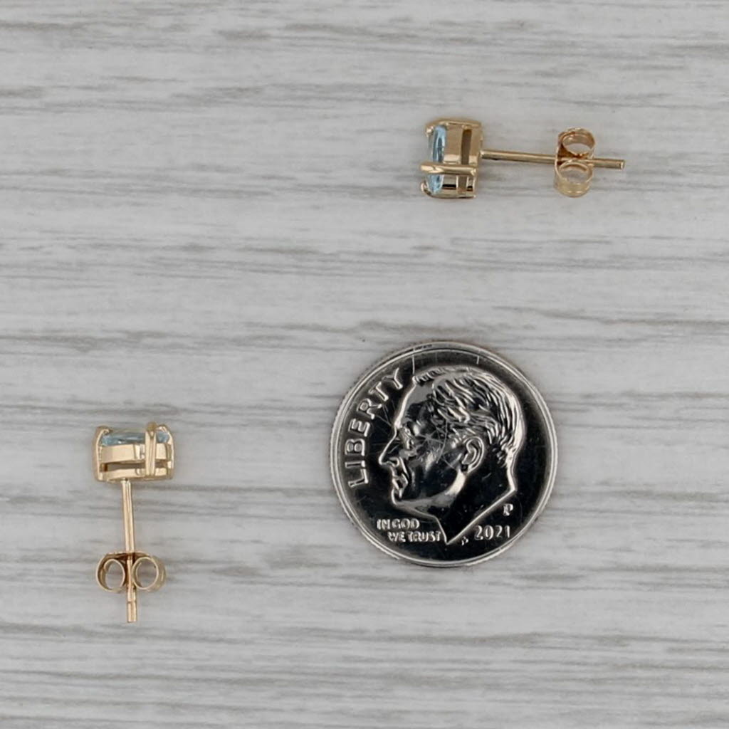 0.56ctw Pear Solitaire Aquamarine Stud Earrings 14k Yellow Gold Studs
