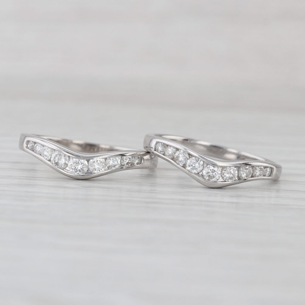 0.80ctw Diamond Wedding Ring Jackets Guards Set of 2 Size 7-7.25 14k Gold Bands
