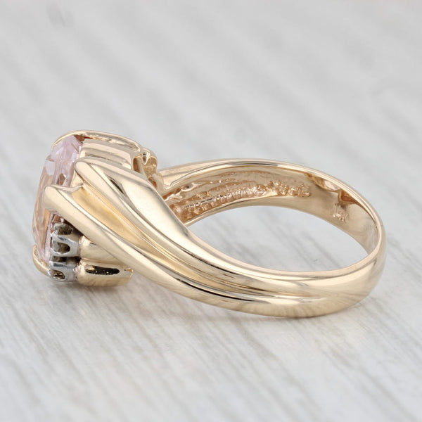 3.10ctw Pink Kunzite Diamond Bypass Ring 14k Yellow Gold Size 8.25
