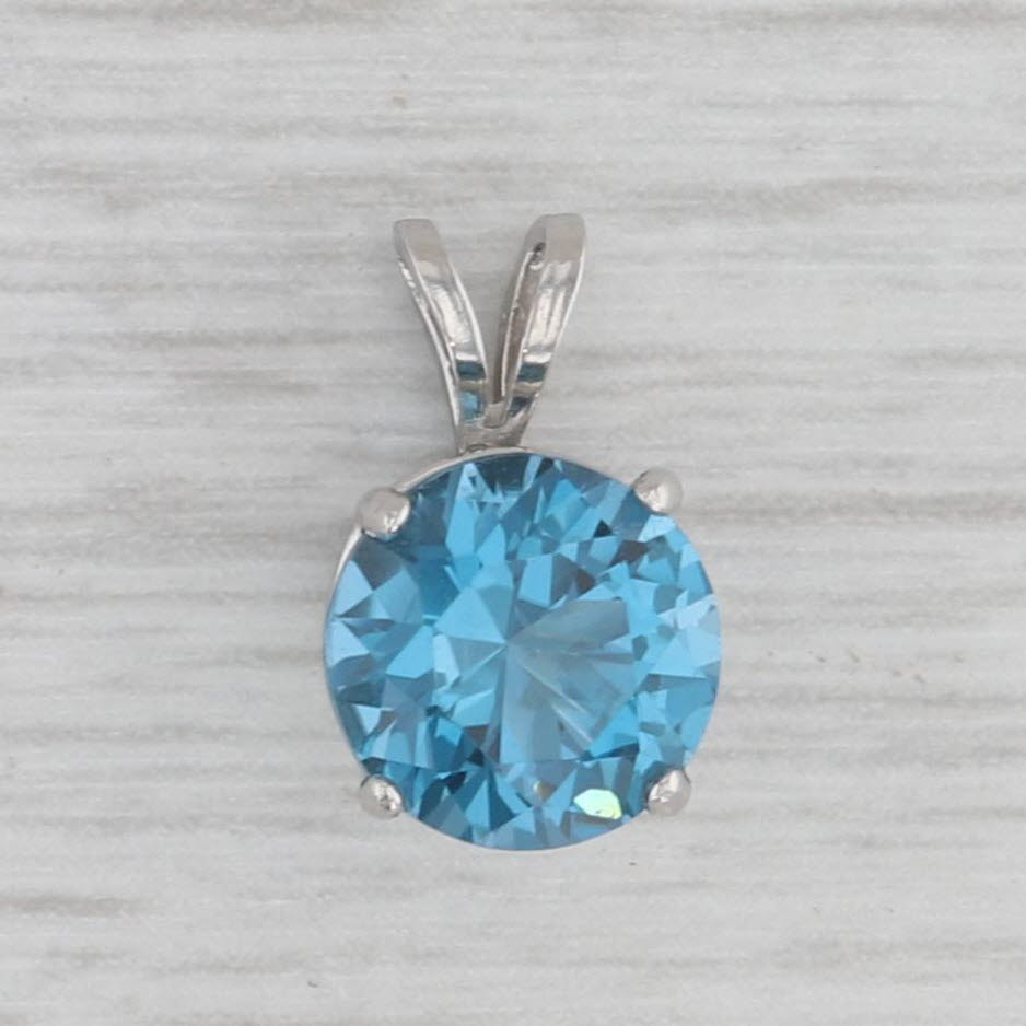 Gray 1.87ct London Blue Topaz Round Solitaire Pendant 950 Platinum