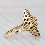 Light Gray 0.50ctw Peridot Glass Cocktail Ring 14k Yellow Gold Size 6 Vintage Style