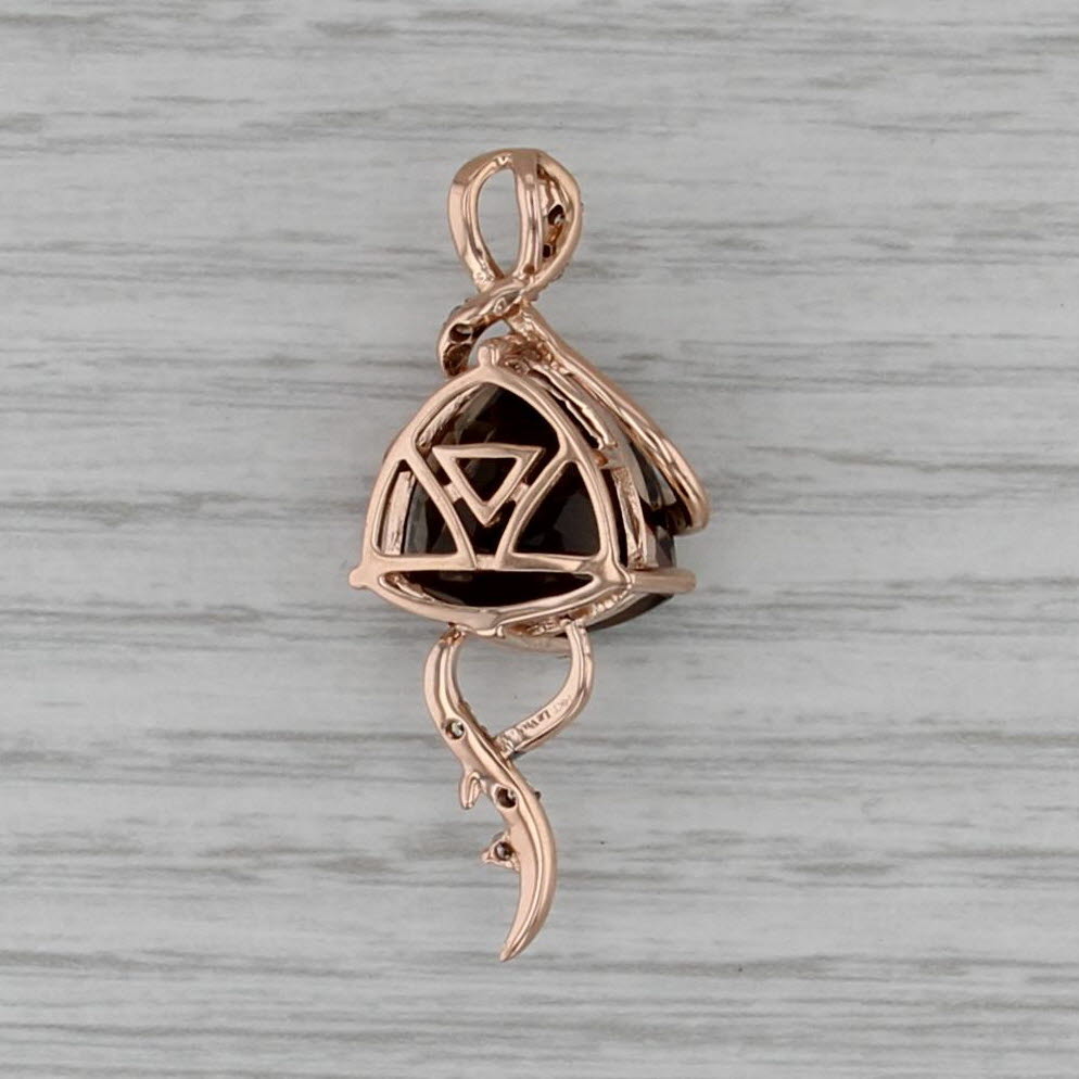 7.72ctw Smoky Quartz Diamond Pendant 14k Rose Gold