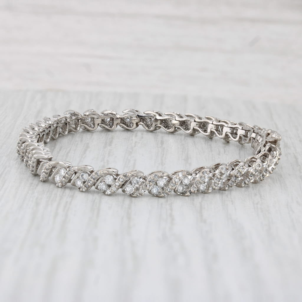 Light Gray 2.85ctw Diamond Tennis Bracelet 10k White Gold 7.25" 5mm