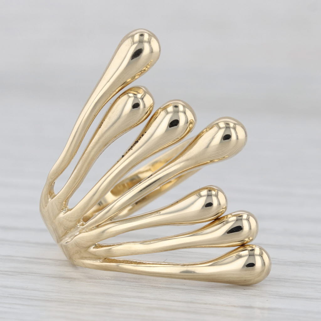 Abstract Tapering Drop Ring 14k Yellow Gold Size 7-7.25 Statement
