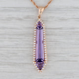 Gray New Allison Kaufman 2.84ctw Amethyst Diamond Halo Pendant Necklace 14k Rose Gold