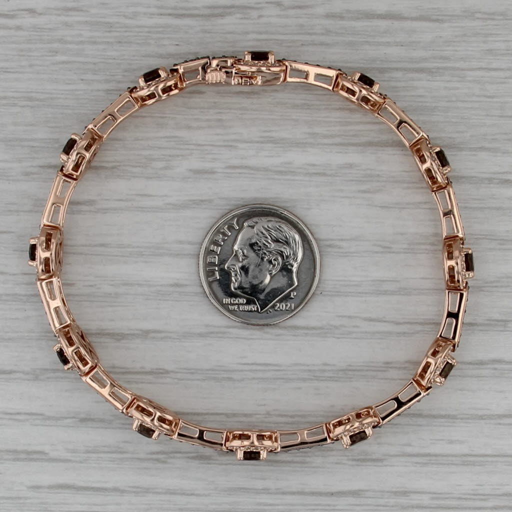 Le Vian 4.07ctw Champagne Diamond Quartz Links Bracelet 14k Rose Gold 6.75" 8mm