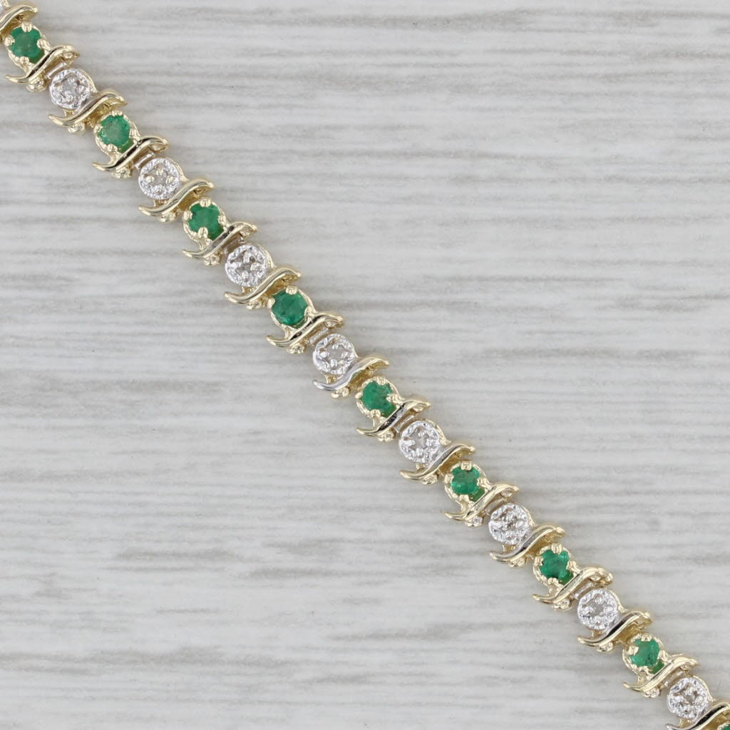 Gray 0.65ctw Emerald Diamond Tennis Bracelet 10k Yellow Gold 7.25" 4.1mm