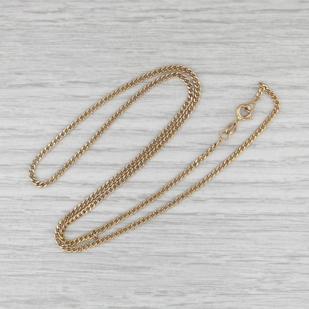 20.5" 2.2mm Curb Chain Necklace 18k Yellow Gold Italian