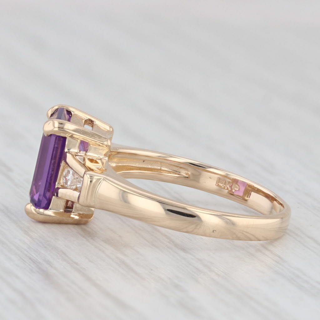 Light Gray 2.05ctw Amethyst Diamond Ring 14k Yellow Gold Size 5.5