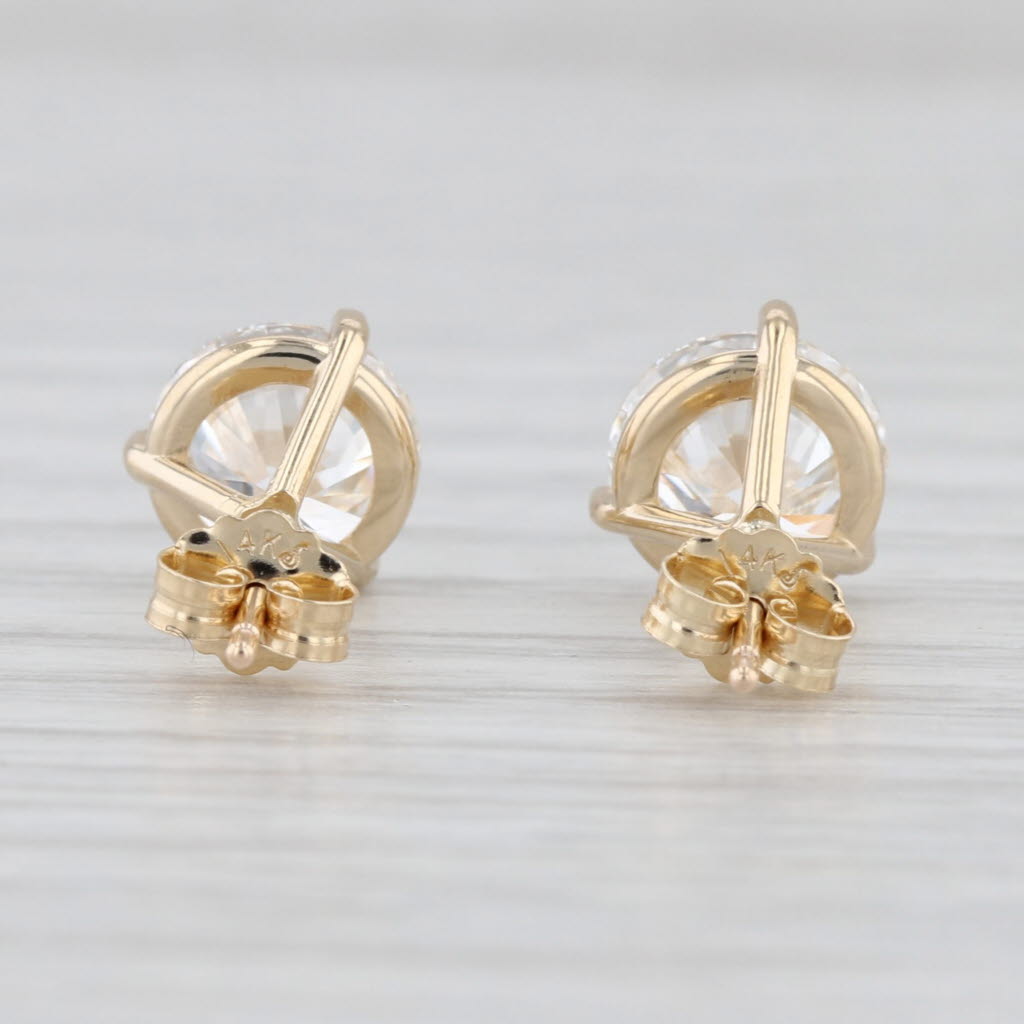 New 3.06ctw IGI Lab Grown Diamond Stud Earrings 14k Gold Studs Round VS1 E