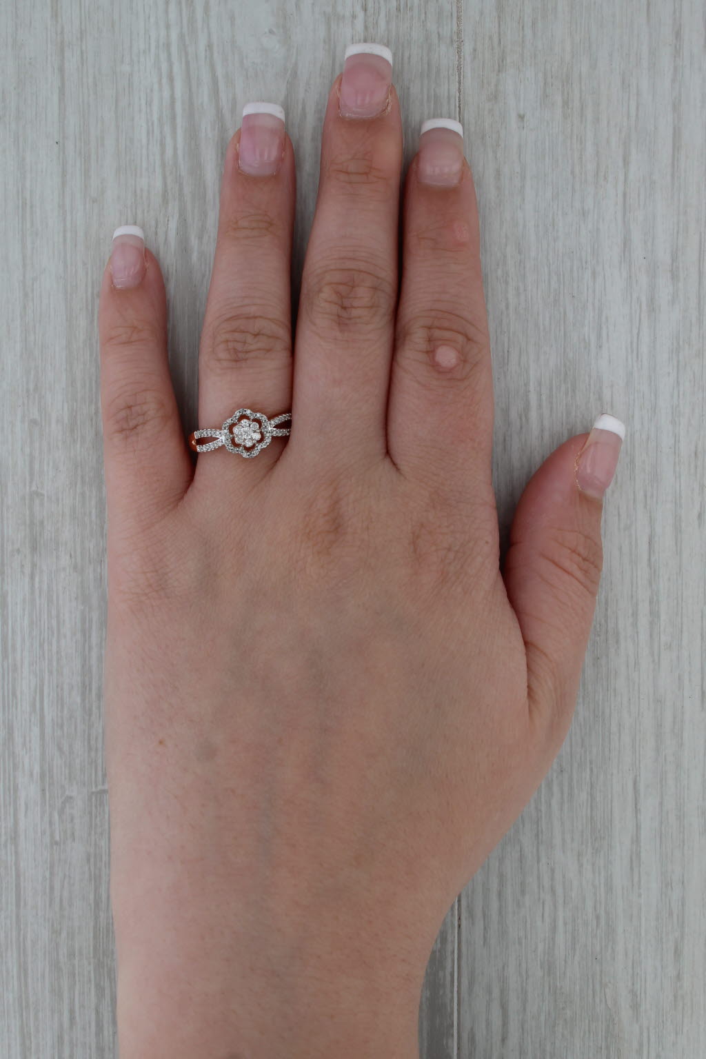 0.25ctw Diamond Flower Cluster Engagement Ring 10k Rose Gold Size 8